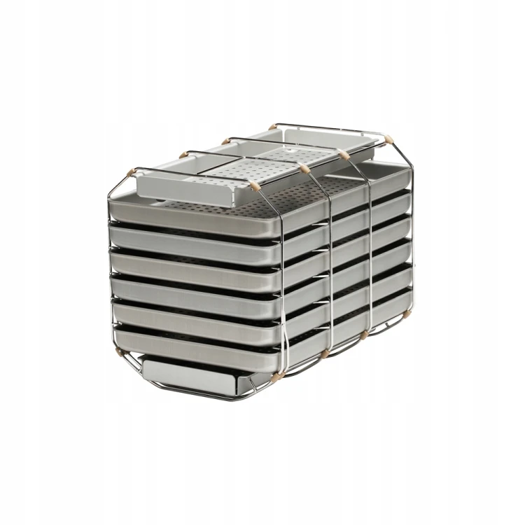 osiem tacek do sterylizacji w autoklawie Melag Vacuclav 41B+ Premium w stelażu