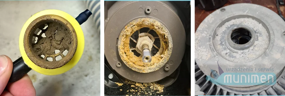 brudna i zapchana pompa ssąca unitu
